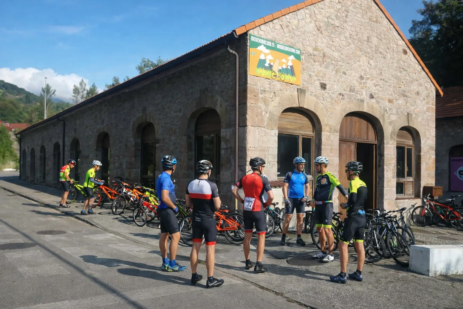 Bike rental shop at the Bear Trail with mountain and electric bike models.